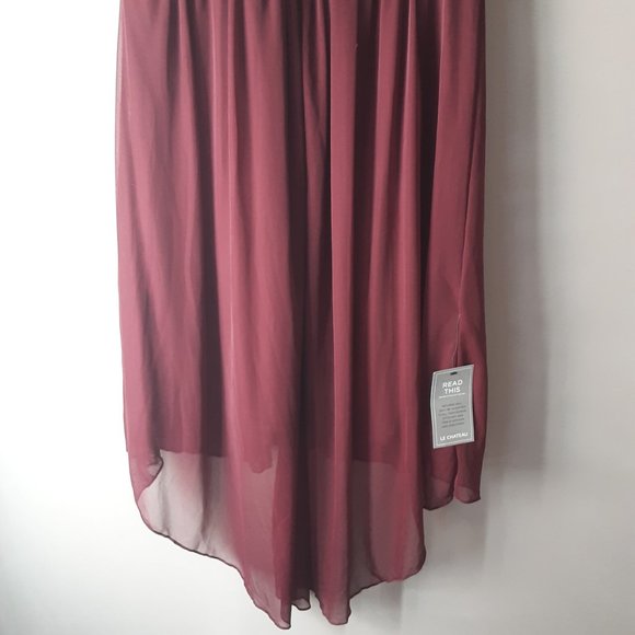 Le Chateau Hi-Low Lace Overlay Halter Dress | Wine Burgundy | NWT! Small - Picture 10 of 16